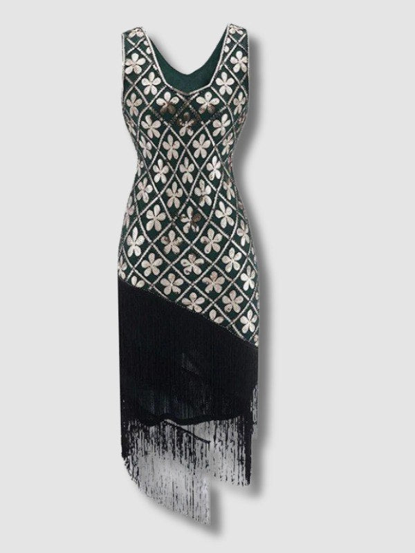 Robe Charleston Année 20 - Vert & Or