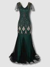 Green Haute Couture Long Gatsby Dress