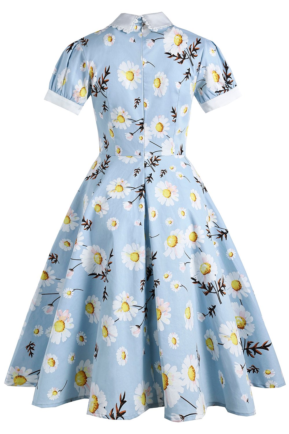 Robe imprimée bleu été des années 1950