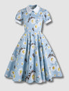 Robe imprimée bleu été des années 1950