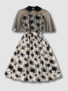 Robe d’Halloween Vintage à Imprimé en Araignée blanche