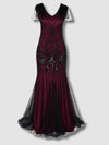 Robe Gatsby Longue Haute Couture Brodeaux et Noire