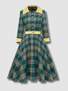 Robe Verte Vintage d’automne à carreaux