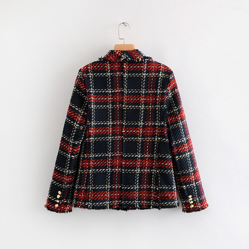 Manteau à Carreaux Rouge Vintage