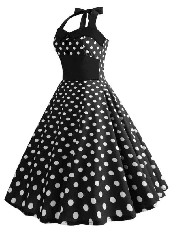 Vintage Pin-Up Black Polka Dot Dress