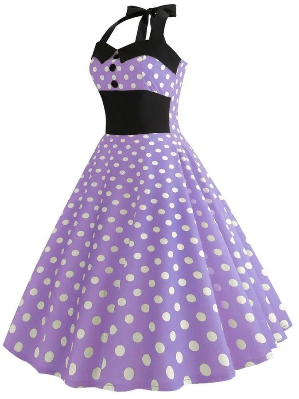 Vintage Dress - Pin-Up Purple Polka Dots