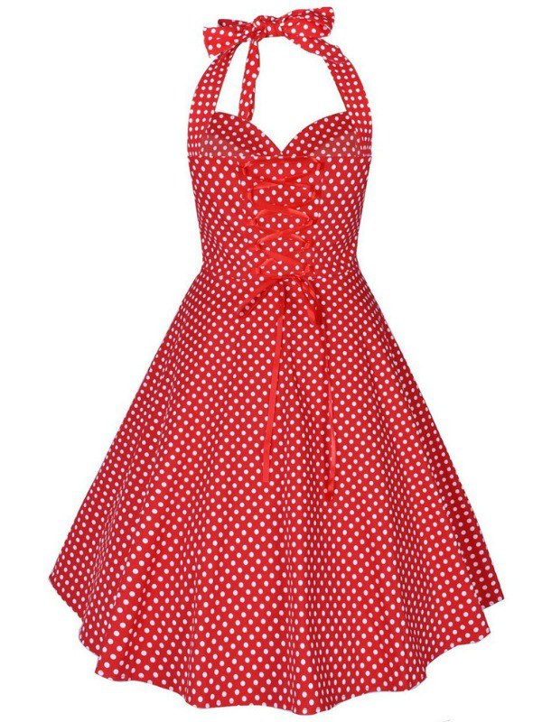 Halter Rouge à pois années 50