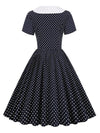 Robe à pois noir et blanc vintage avec Nœud Papillon