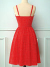 Robe à fleurs rouge vintage avec bouton