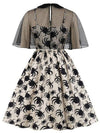 Robe d’Halloween Vintage à Imprimé en Araignée blanche