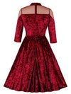 Robe balançoire en velours bordeaux à manches longues