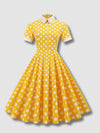 Robe Stylée Vintage à pois jaunes