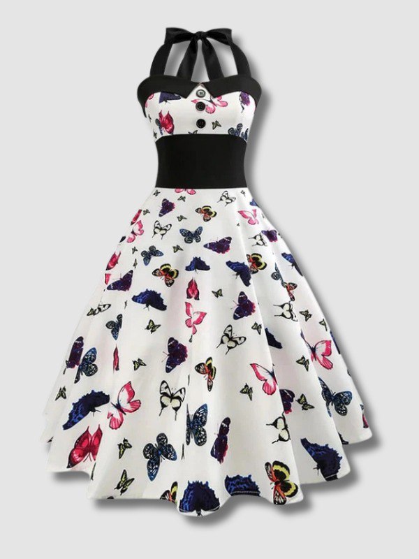 Robe Vintage Pin-Up Papillons