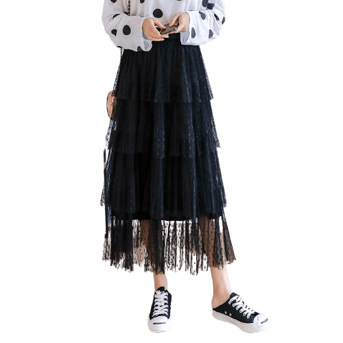Vintage Long Ruffled Skirt