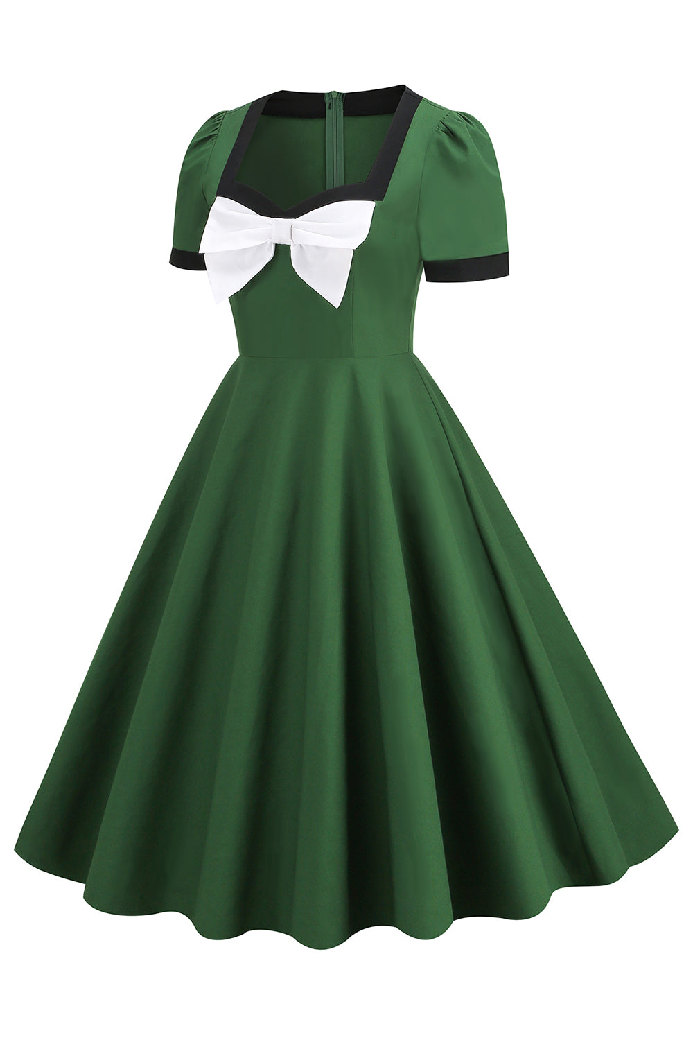 Robe Verte Vintage des années 1950 avec Nœud