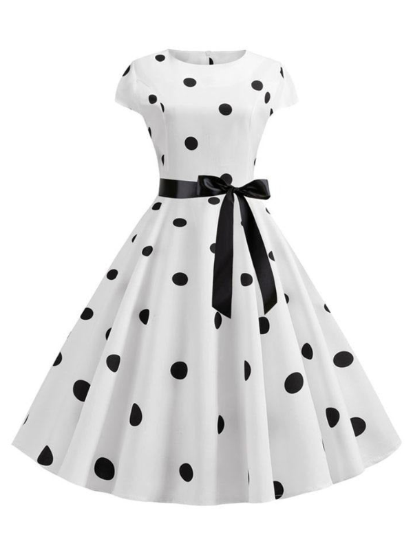 Robe vintage blanche à pois