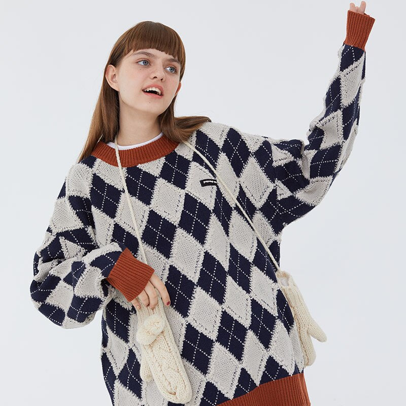 Pull vintage carreaux