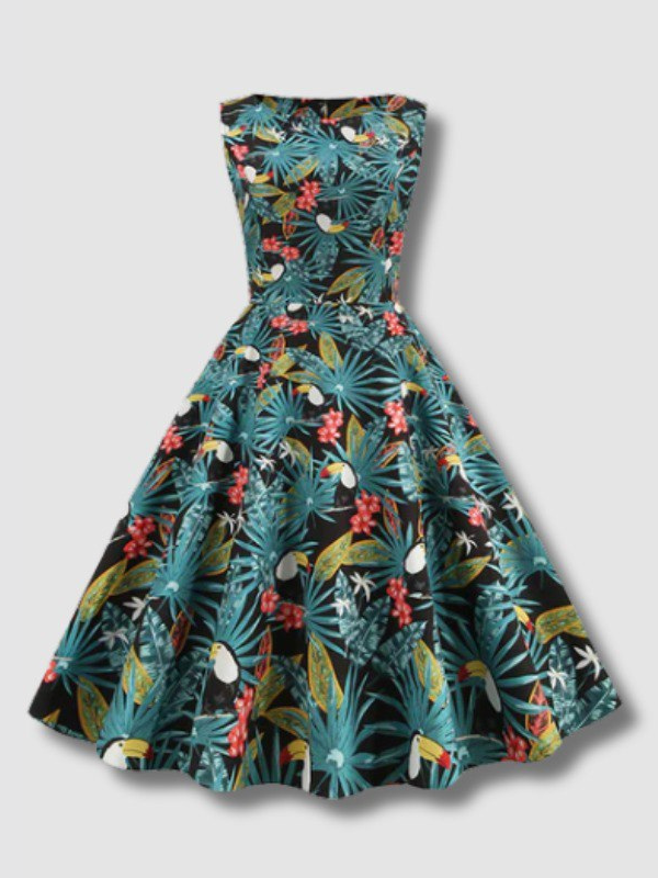 Robe Vintage à Imprimé Grunge