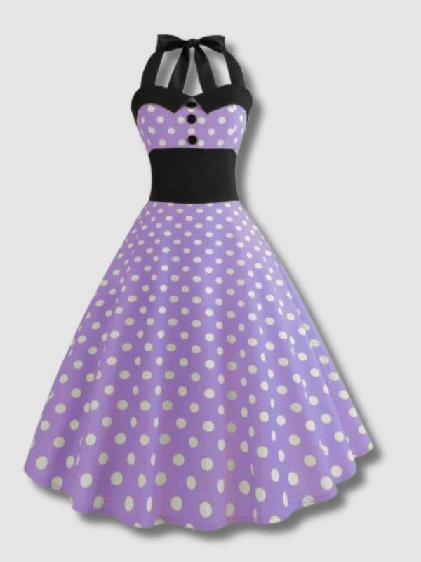 Vintage Dress - Pin-Up Purple Polka Dots