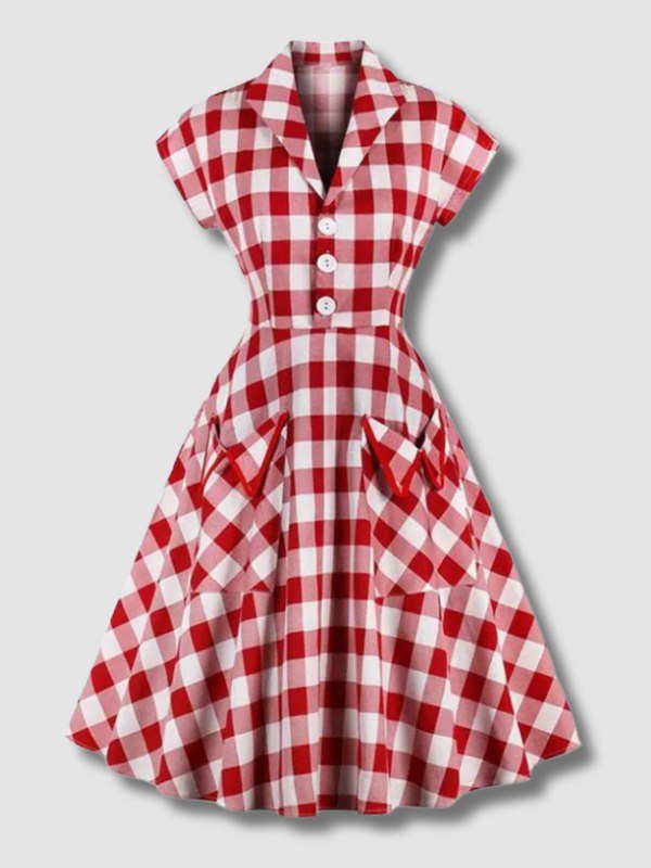 Robe Vintage Plaid Rouge