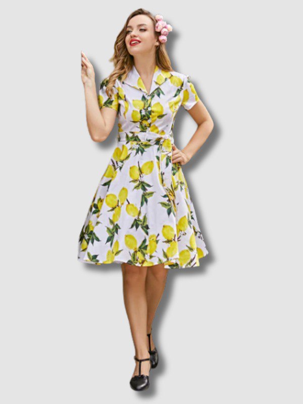 Robe Vintage à Imprimé Été