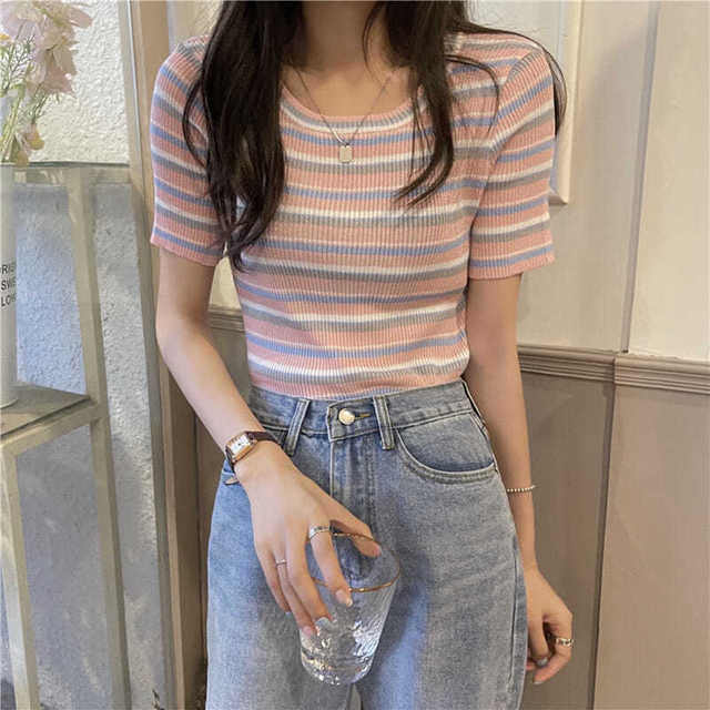 T-Shirt Rayé Vintage Femme