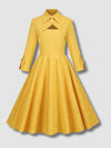 Robe Jaune Vintage à Col Rabattu