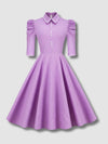 Robe Vintage Violet avec Demi-Manches