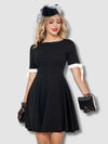 Robe noire Vintage Manches Courtes
