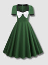 Robe Verte Vintage des années 1950 avec Nœud