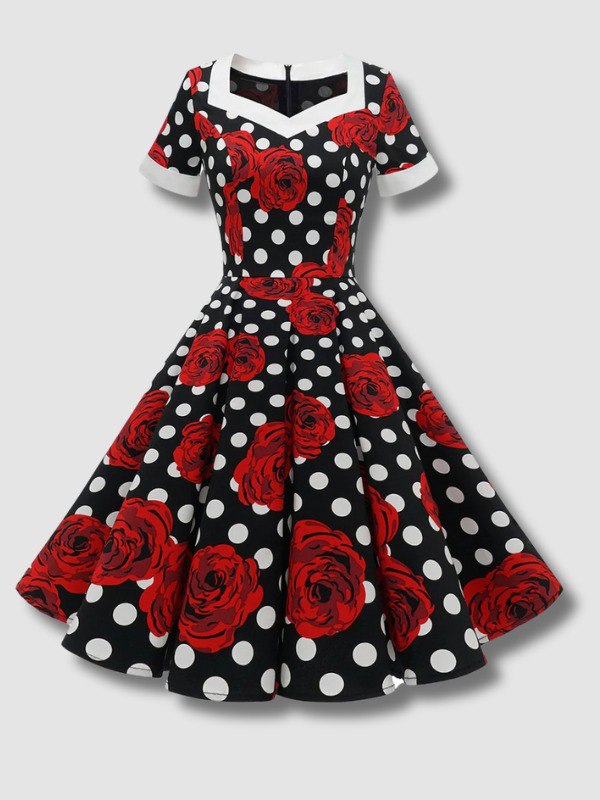 Robe Vintage Rouge Polka Dots
