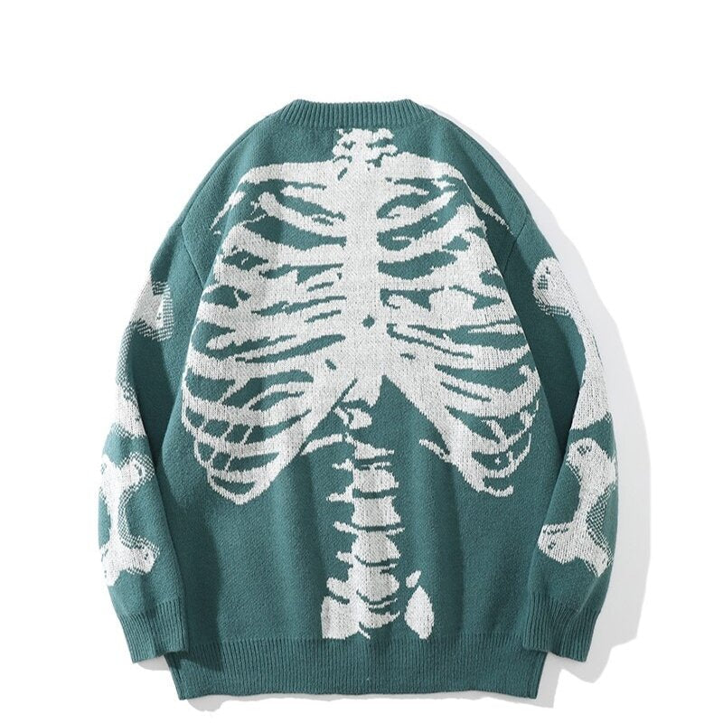 Gros Pull Squelette Homme Vintage
