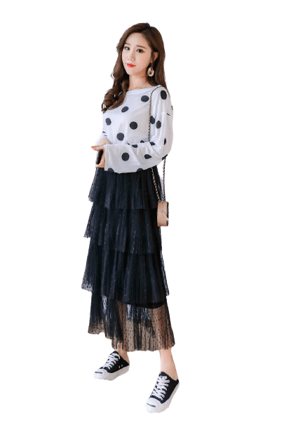 Vintage Long Ruffled Skirt