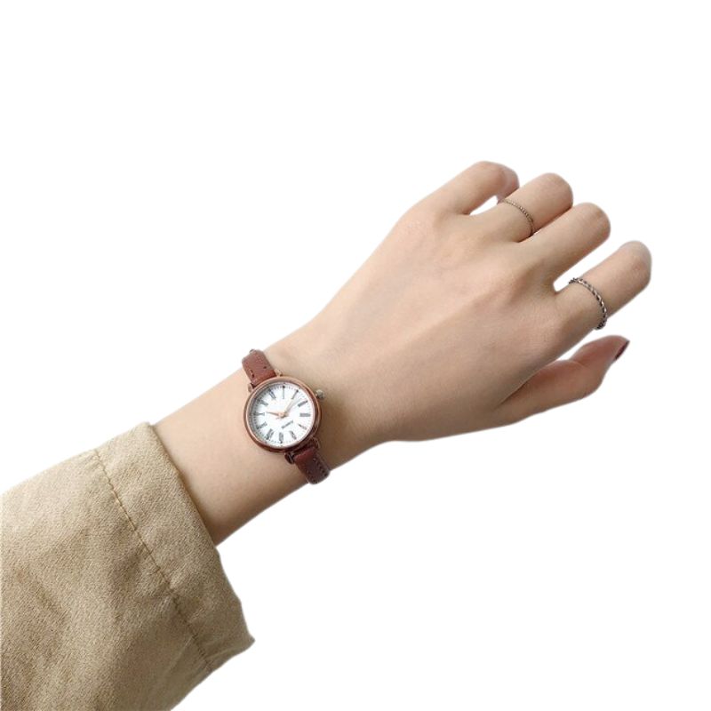 Montre en Cuir Marron Vintage Pour Femme