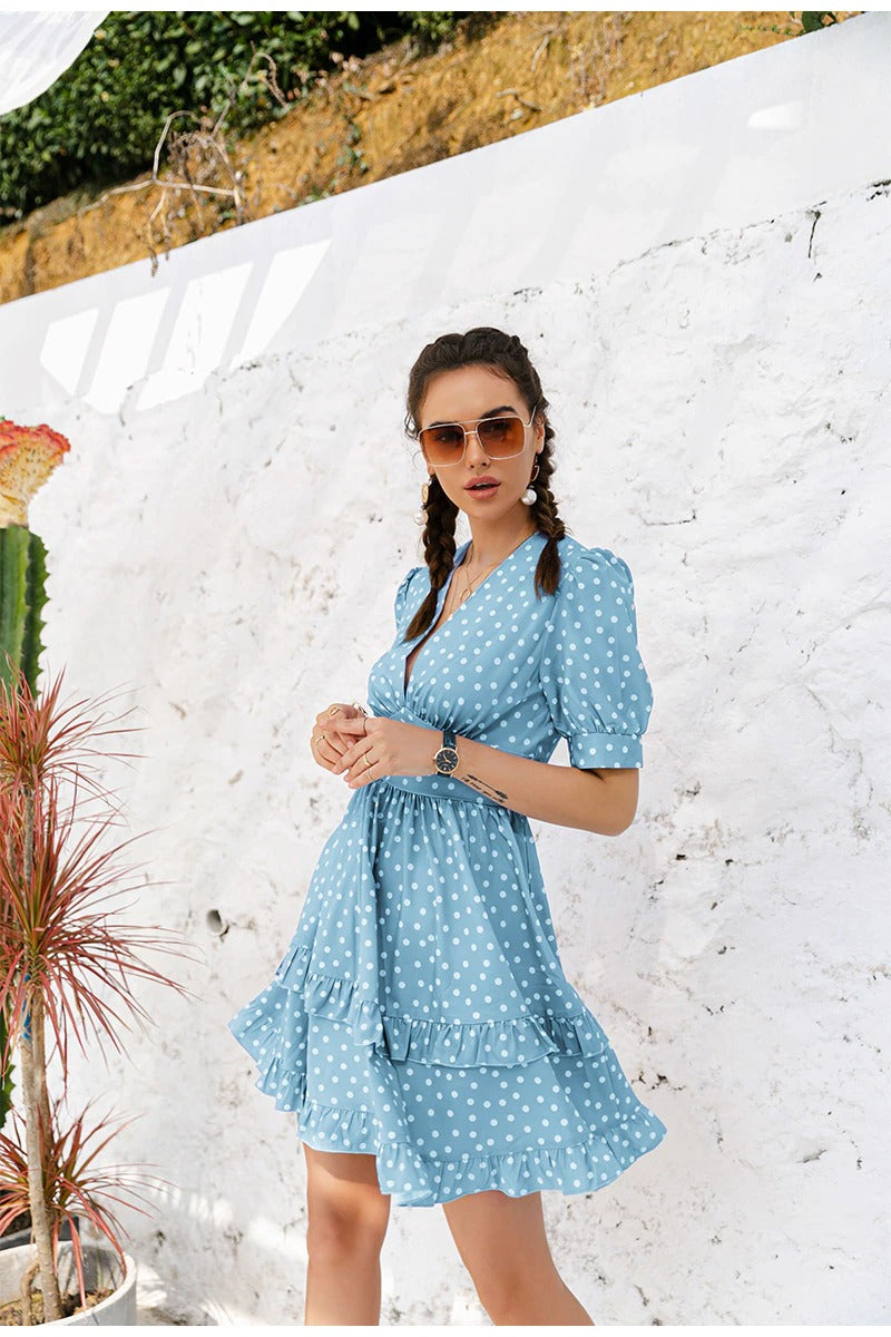 Robe Bleu à Pois Vintage