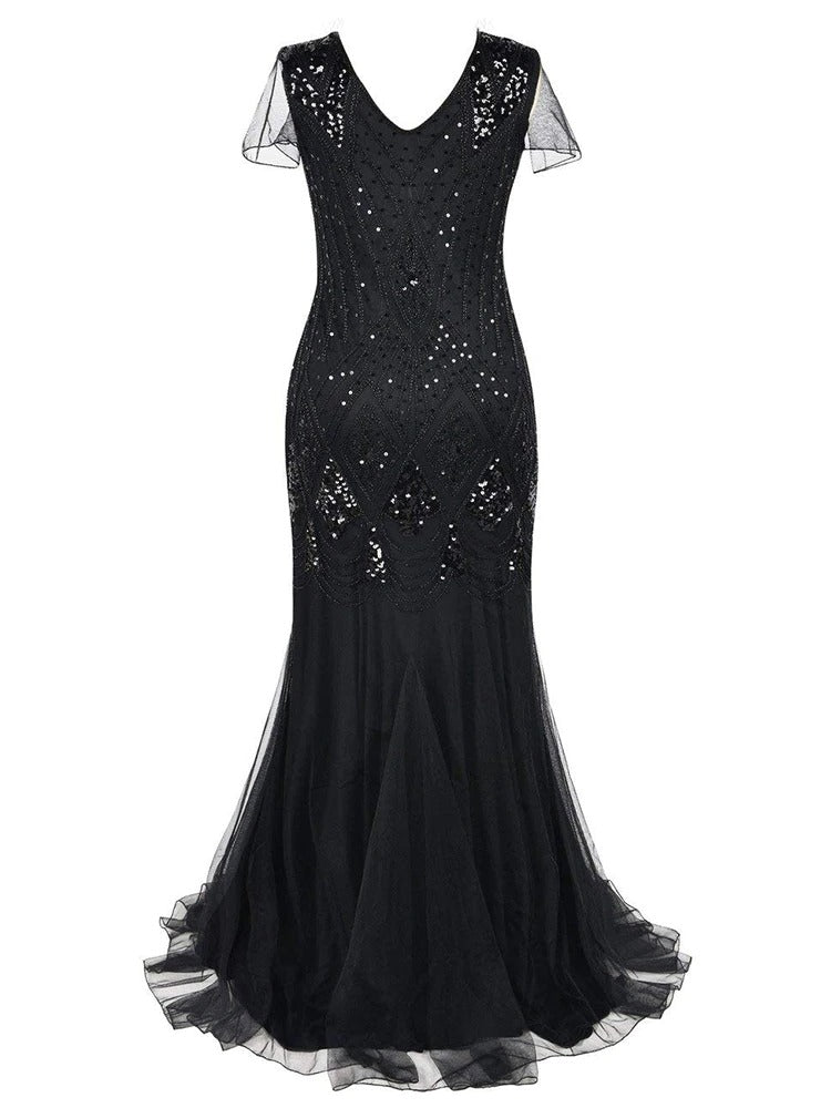 Robe Gatsby Longue Haute Couture Noire