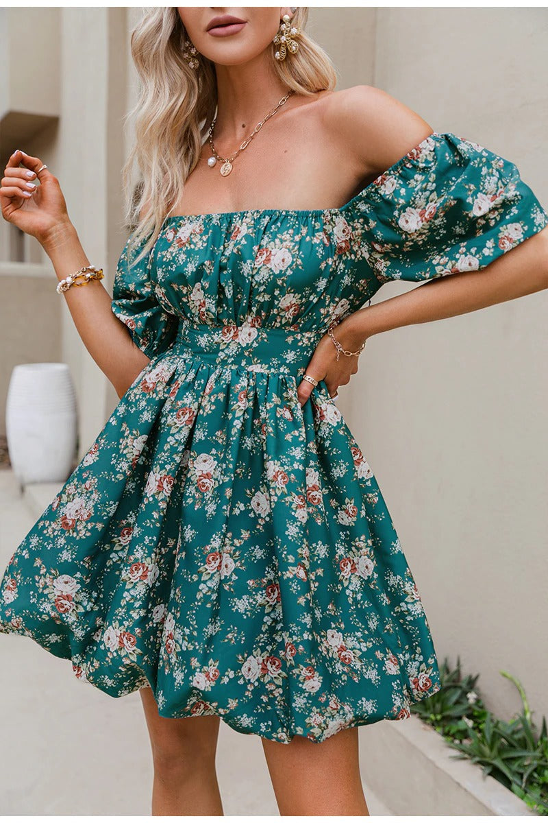 Robe Verte à Fleurs Vintage