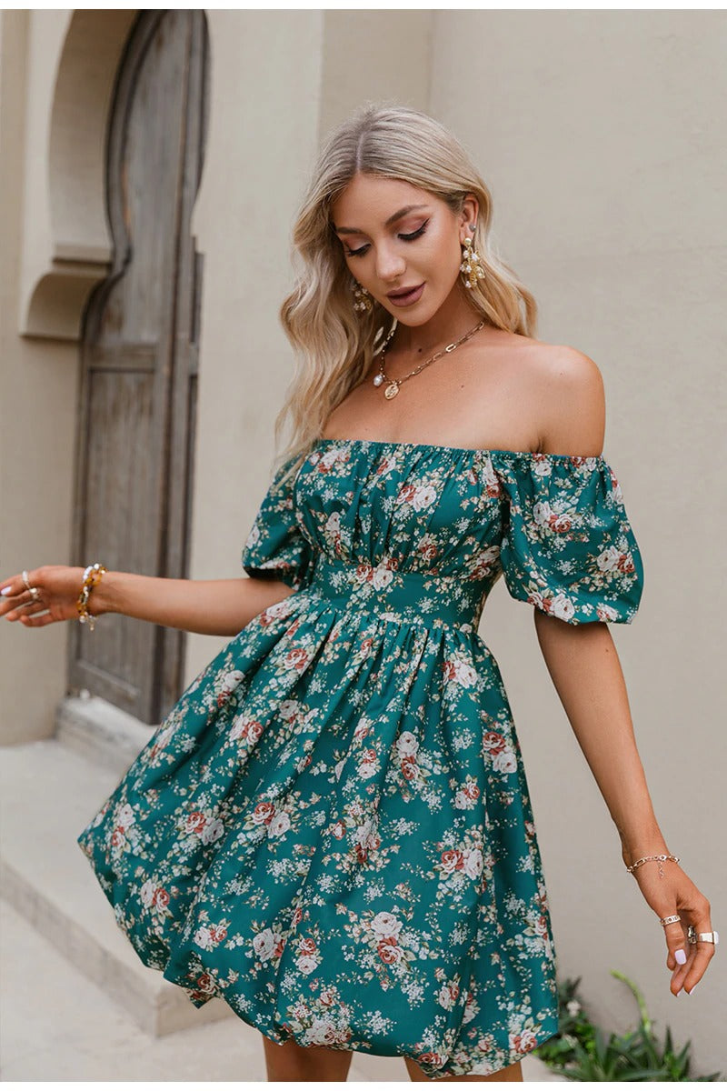 Robe Verte à Fleurs Vintage