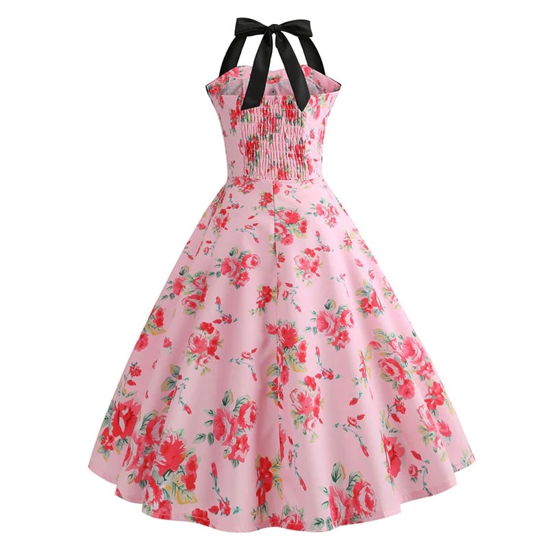 Vintage Pin-Up Pink Flower Dress