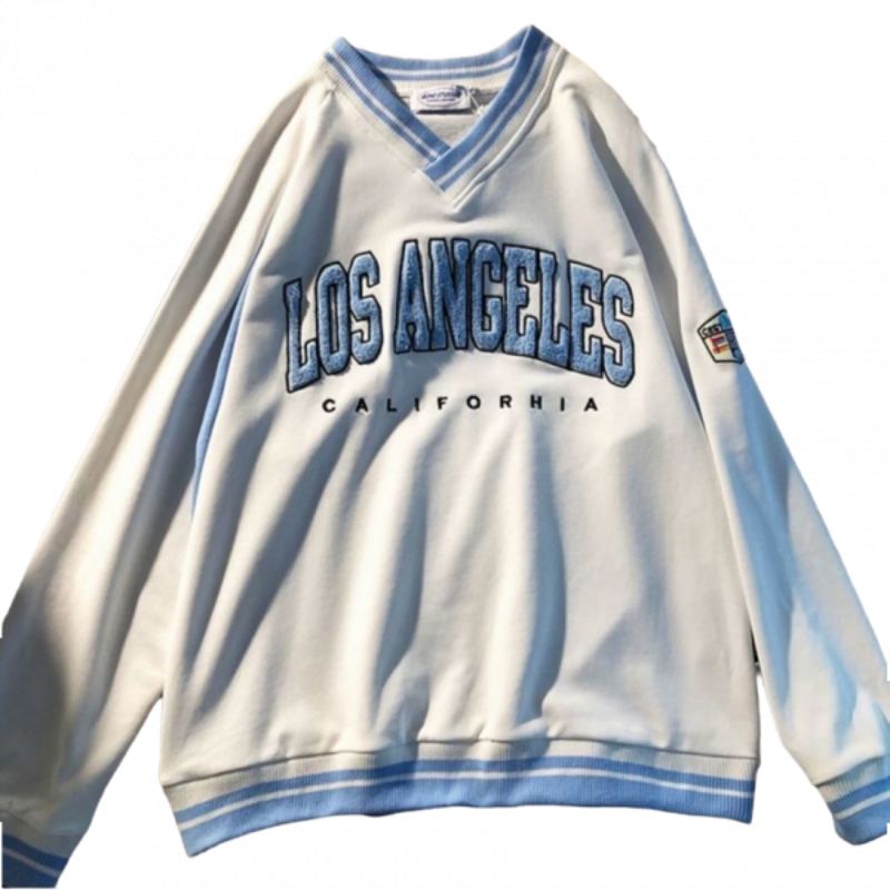 Sweat Vintage en Coton avec Lettres Brodées pour Femme