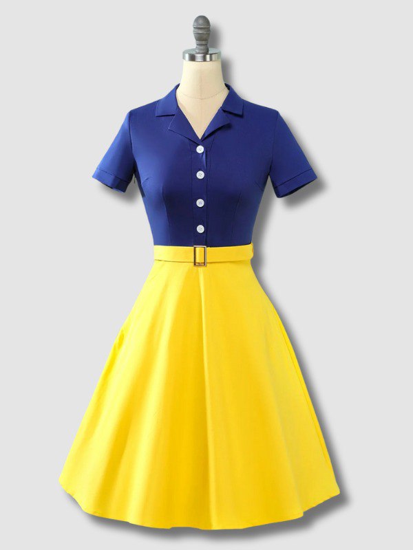 Robe Vintage Trapèze Col à revers