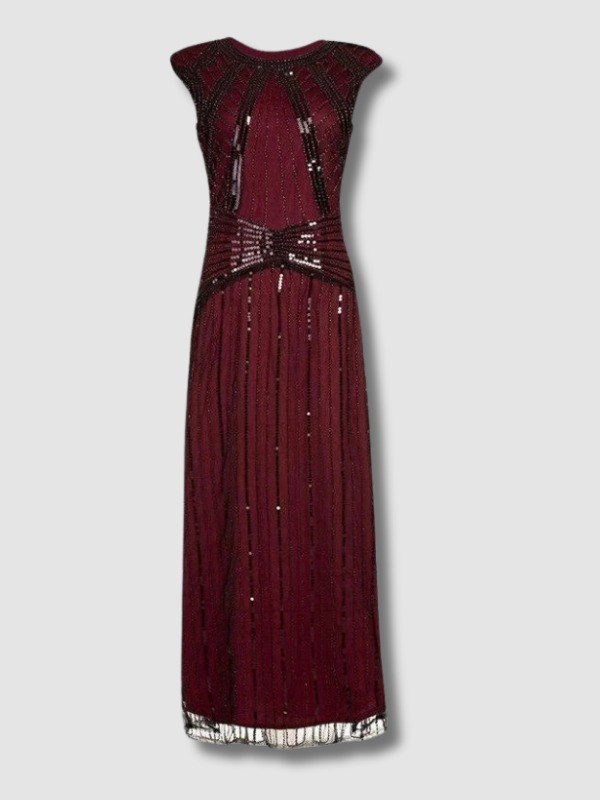 Long Burgundy Gatsby Dress