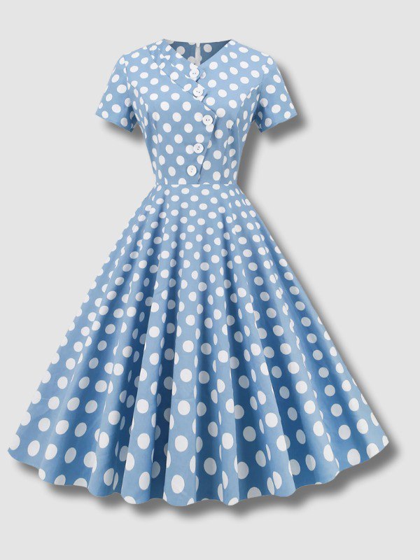 Robe Mi-Longue à pois Vintage