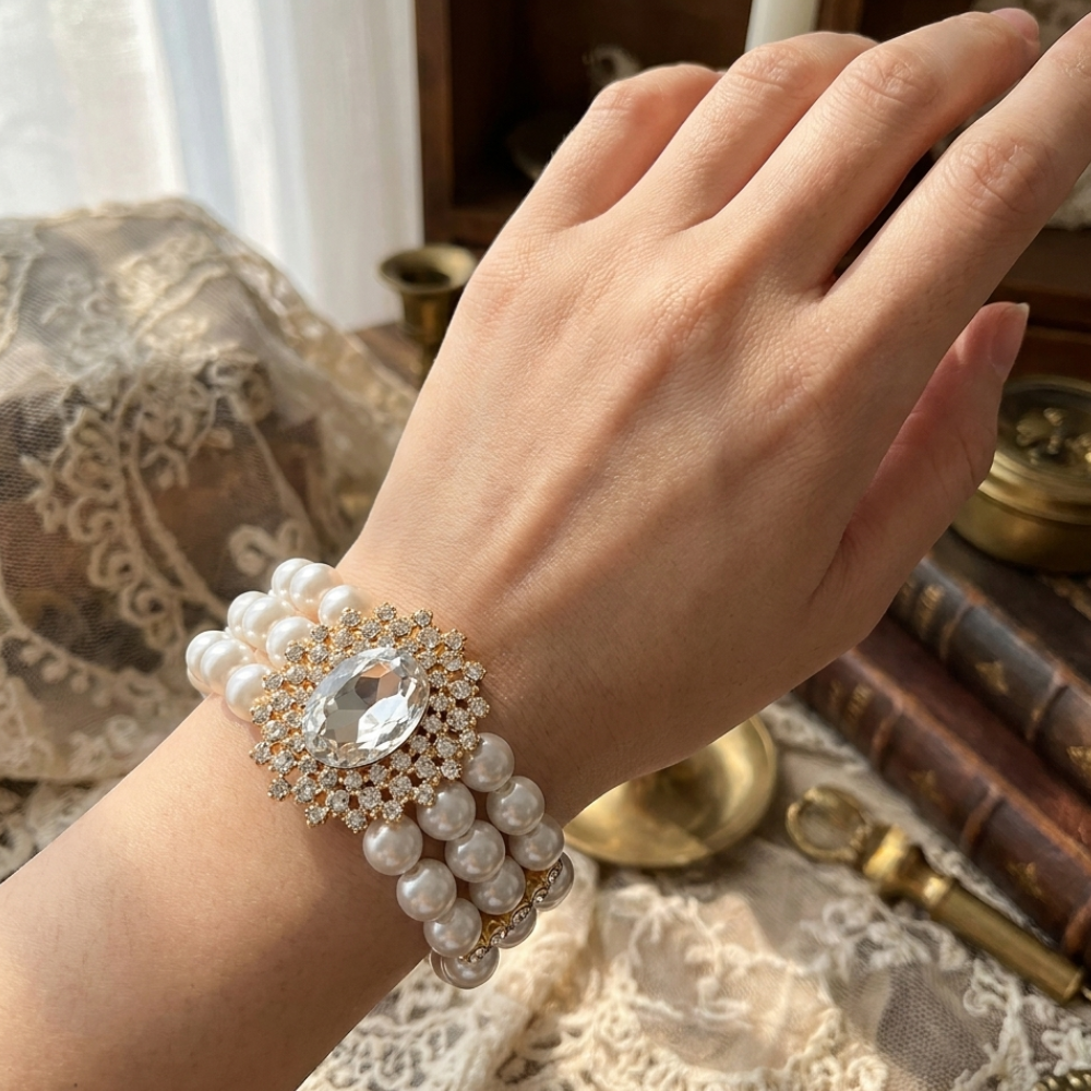 Bracelet Multicouche Perles Blanches