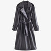 Trench Coat Simili Cuir Noir Vintage Femme