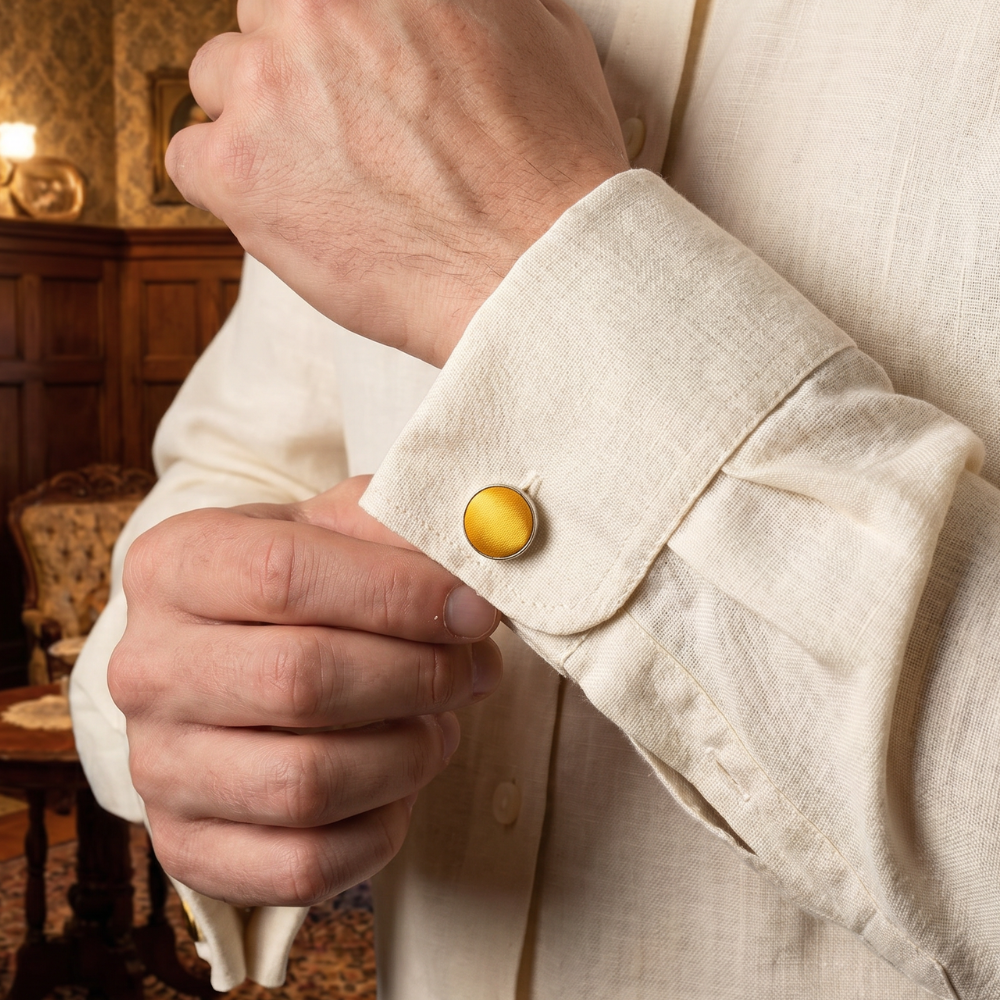 Bouton de Manchette Jaune Vintage