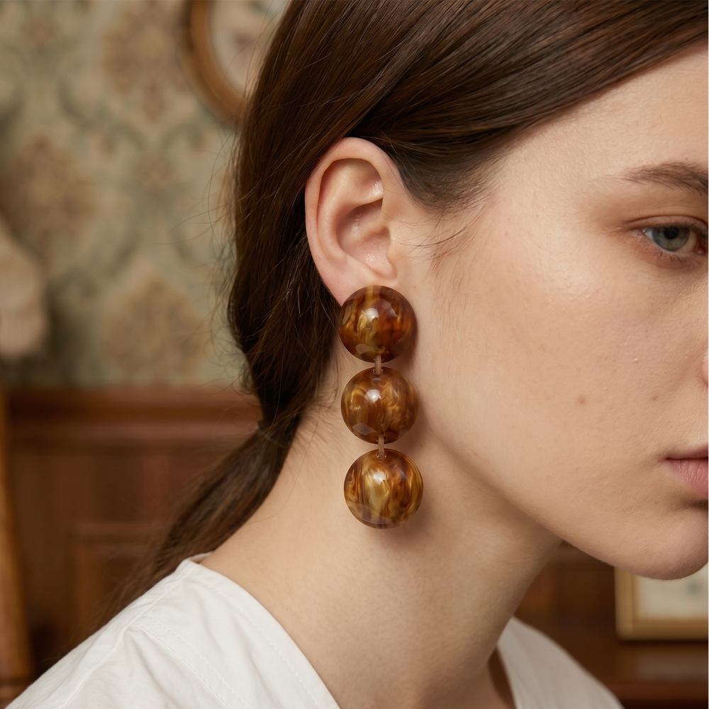 Boucles d'Oreilles Pendantes Marbrée