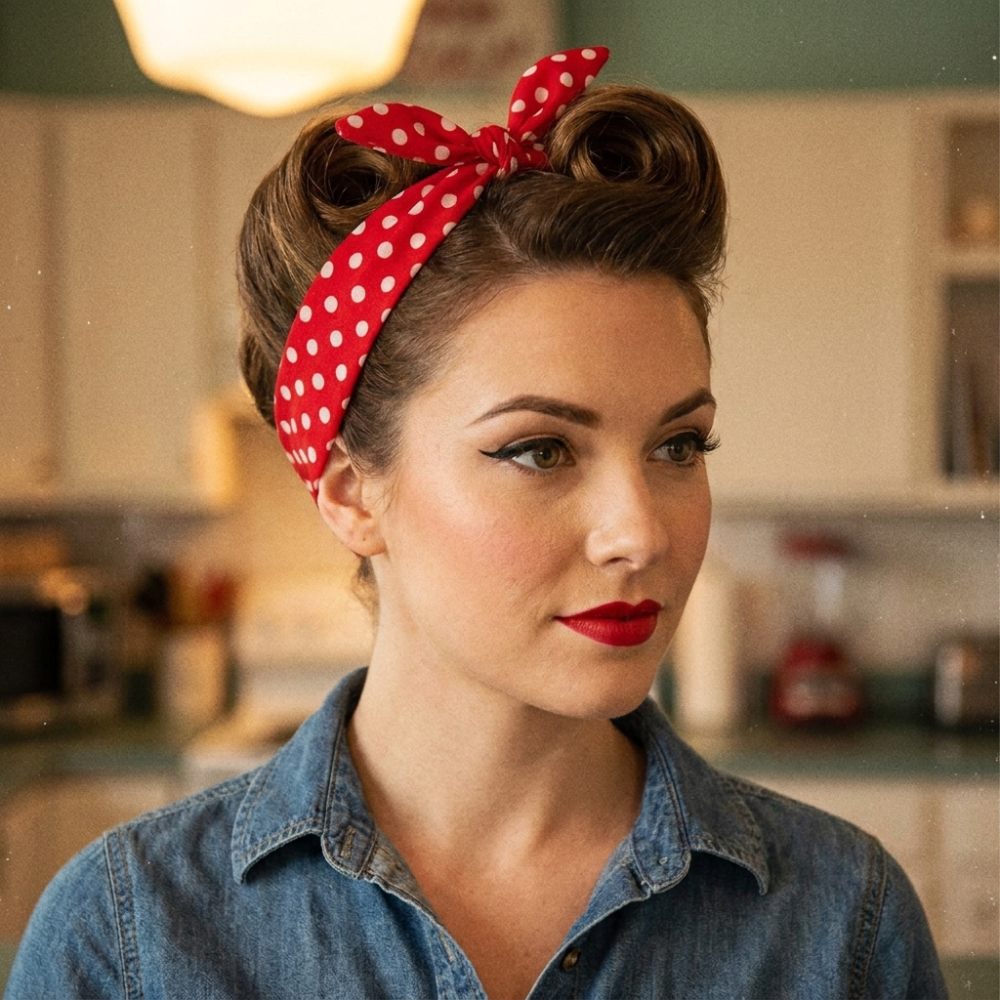 Bandeau Vintage Rouge à Pois