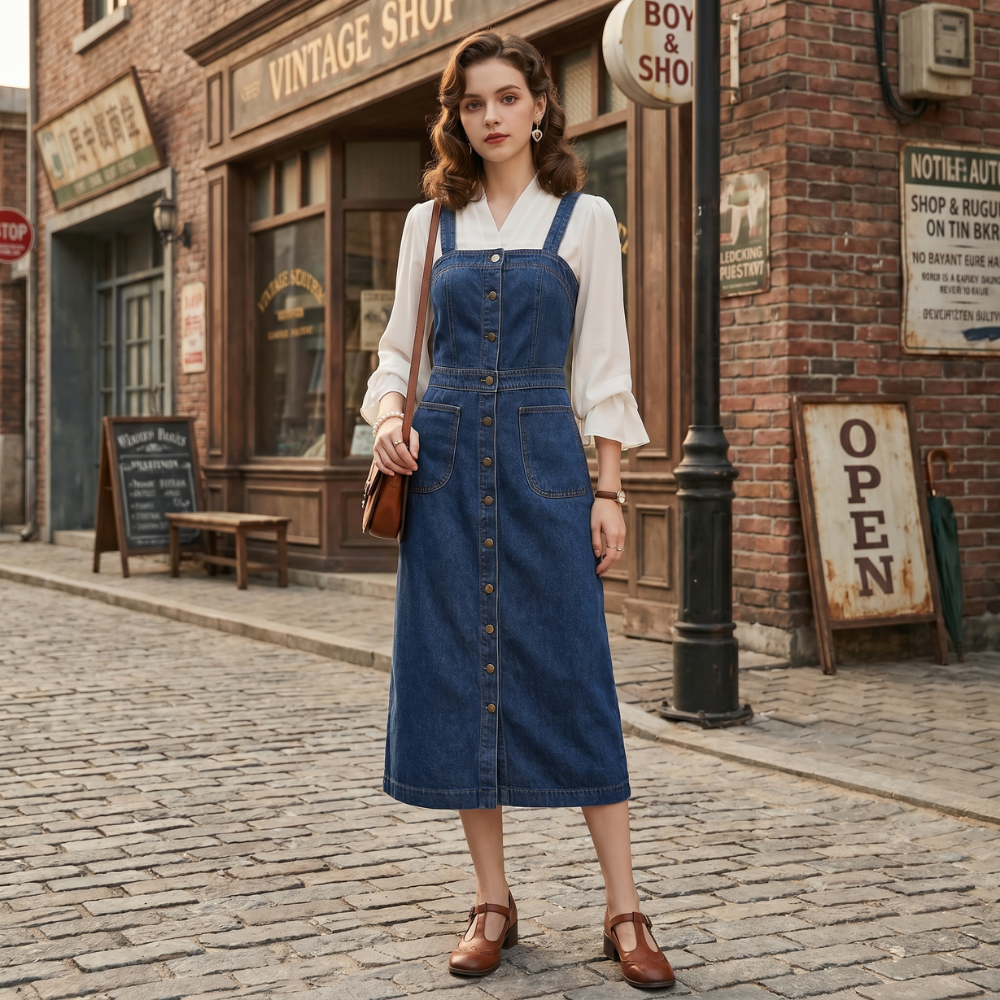 Women's Denim Overalls Dress