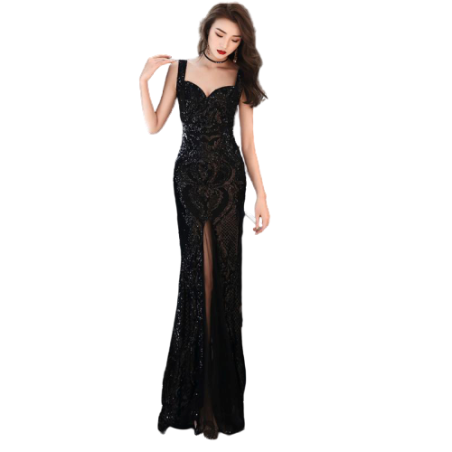 Robe Gatsby à Paillettes Dorées